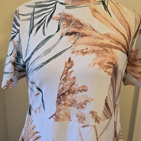 Dainty Jewells Sunset Scene Swimdress with Green and Tan Palm Print - Picture 3 of 9